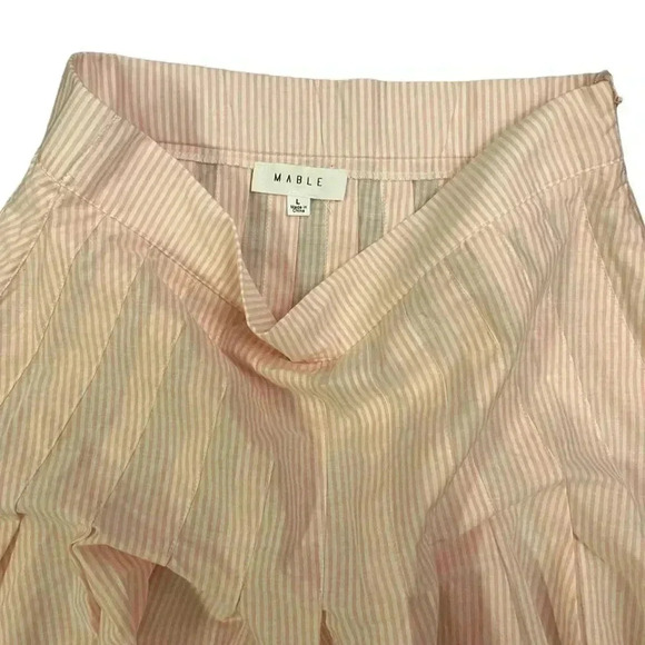 CYNTHIA MIDI SKIRT in Pink and White Stripes Size Large - Picture 2 of 8